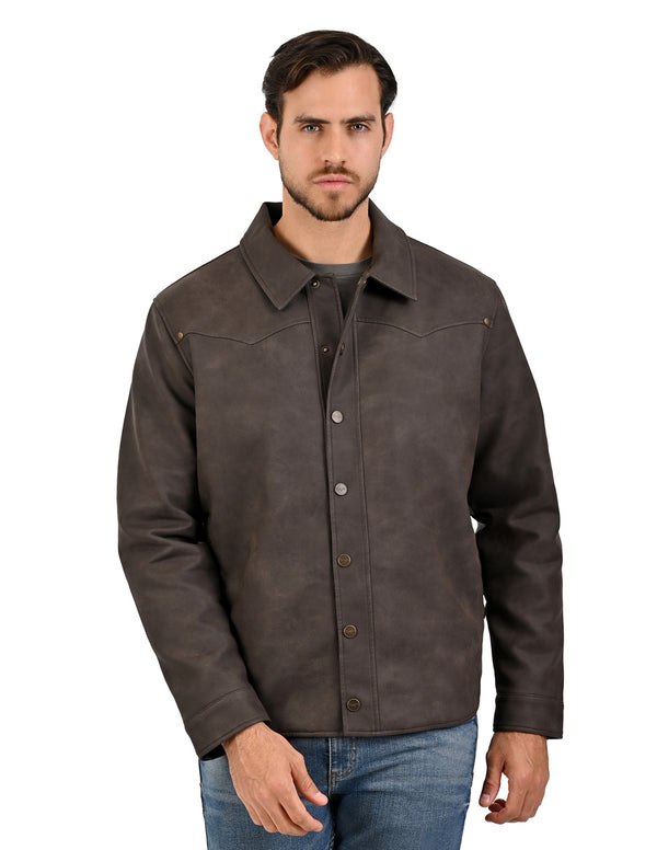 Wrangler Chamarra casual para Hombre en Piel Sintética color Café Oscuro.